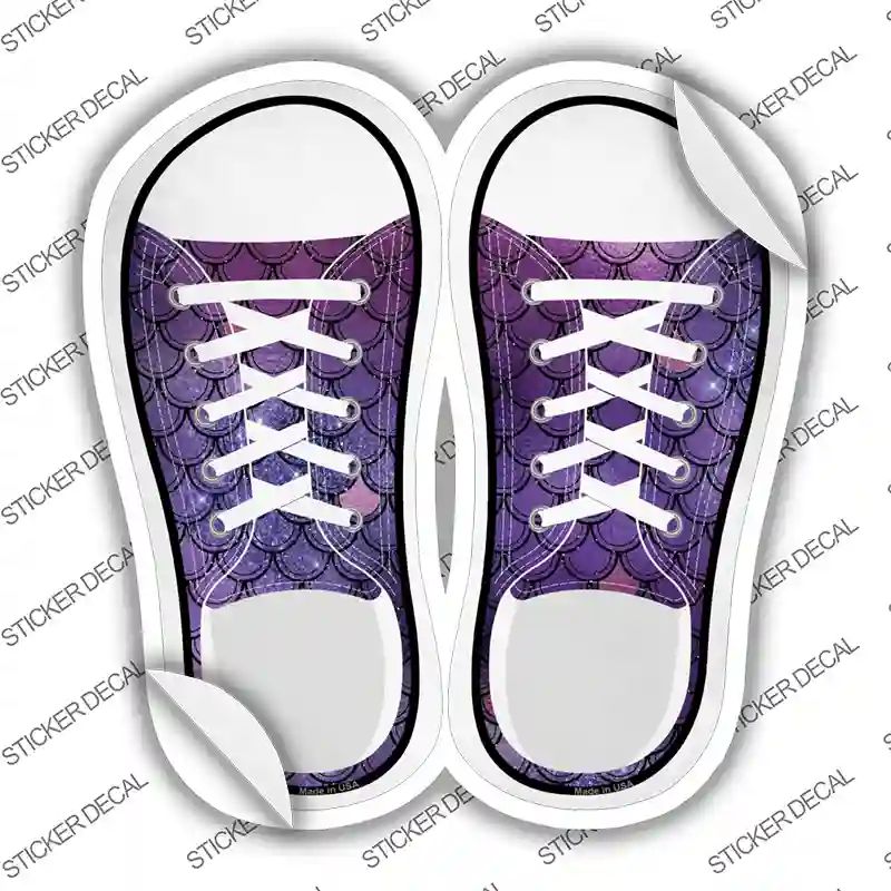Purple Glitter Scales Novelty Shoe Outlines Sticker Decal Small