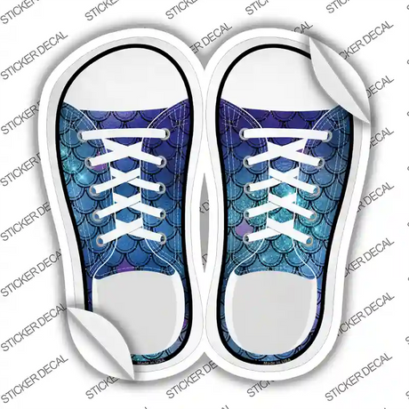 Blue Glitter Scales Novelty Shoe Outlines Sticker Decal Small