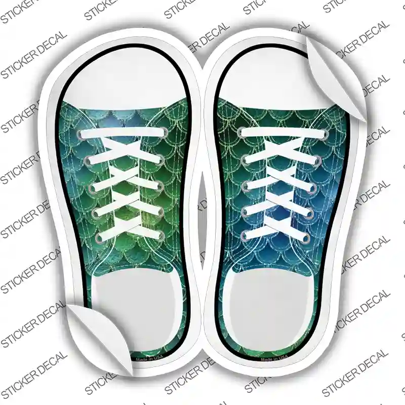 Aqua|Green Scales Novelty Shoe Outlines Sticker Decal Small