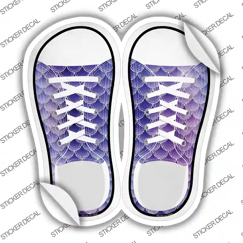 Purple|Silver Scales Novelty Shoe Outlines Sticker Decal Small