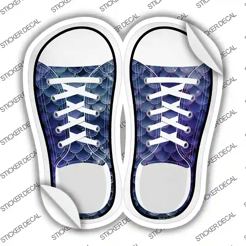 Blue|Purple Shiny Scales Novelty Shoe Outlines Sticker Decal Small