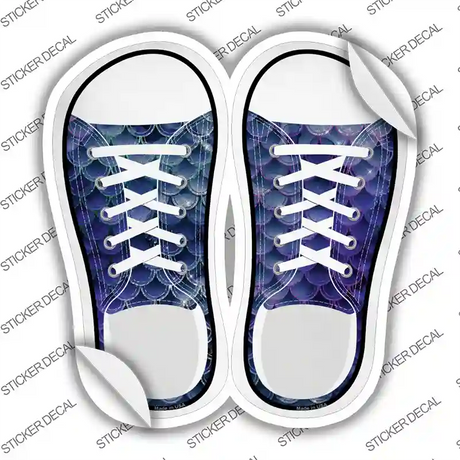 Blue|Purple Shiny Scales Novelty Shoe Outlines Sticker Decal Small