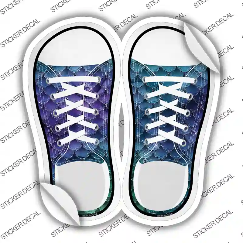 Purple|Blue Scales Novelty Shoe Outlines Sticker Decal Small