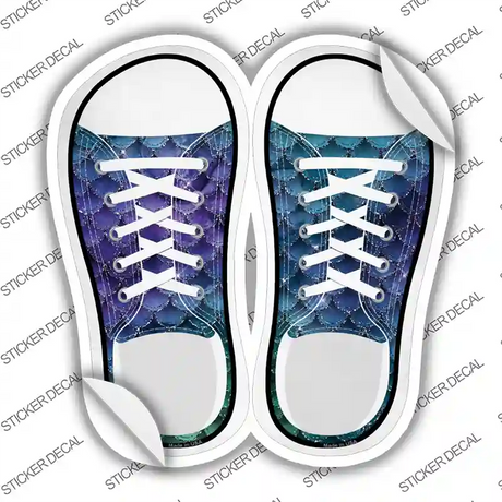 Purple|Blue Scales Novelty Shoe Outlines Sticker Decal Small