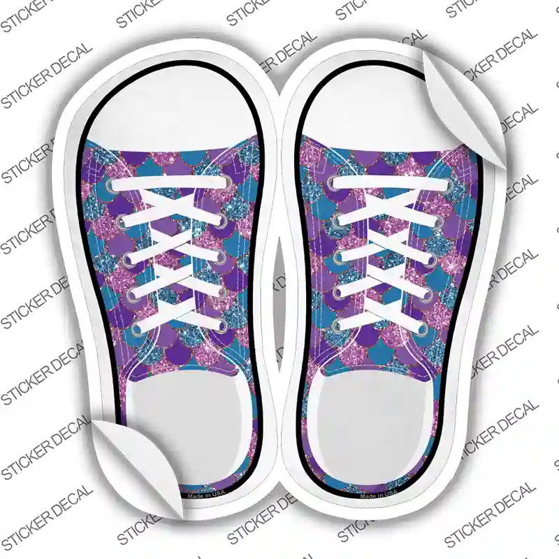 Blue|Purple Scales Novelty Shoe Outlines Sticker Decal Small