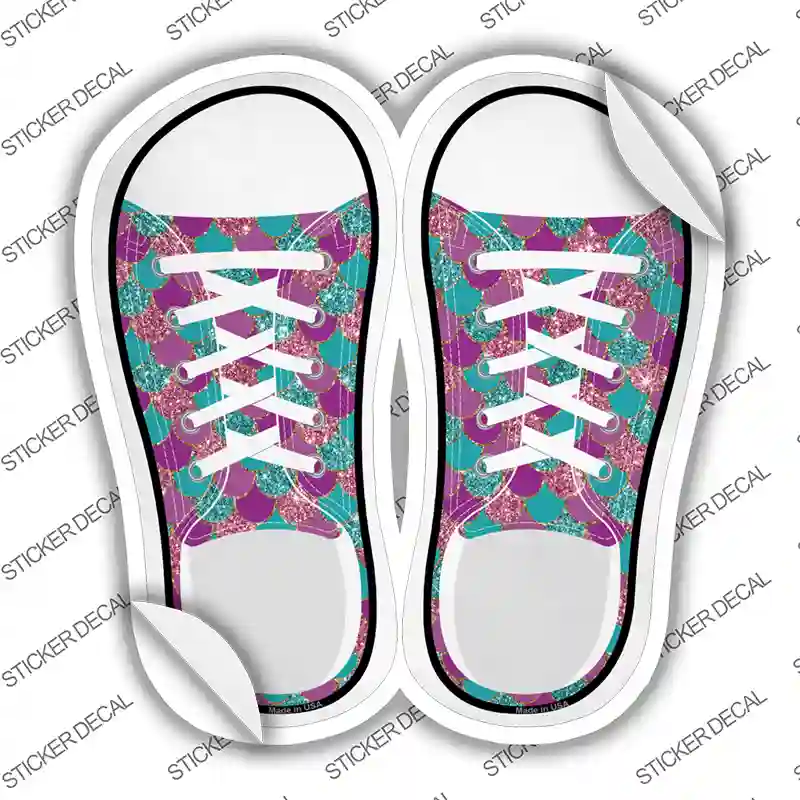 Teal|Purple Scales Novelty Shoe Outlines Sticker Decal Small