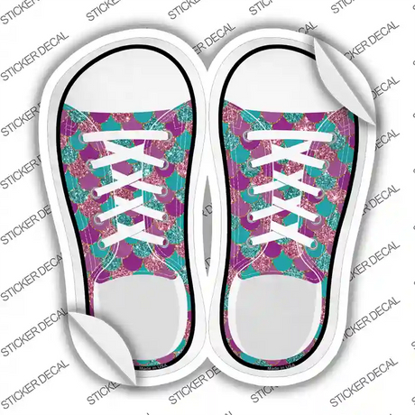 Teal|Purple Scales Novelty Shoe Outlines Sticker Decal Small