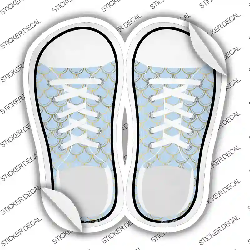 Baby Blue|Gold Scales Novelty Shoe Outlines Sticker Decal Small