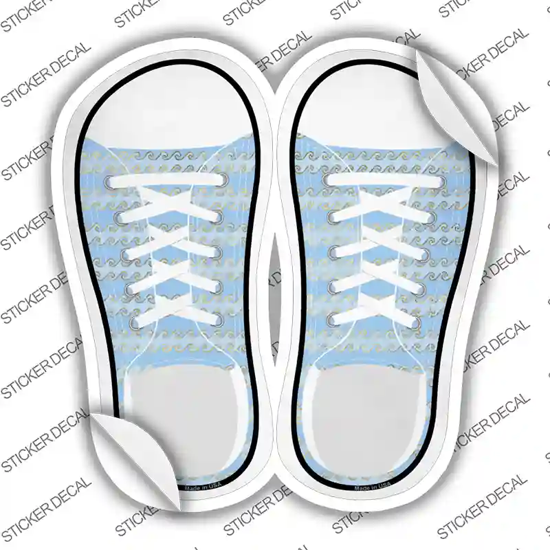 Baby Blue Waves Novelty Shoe Outlines Sticker Decal Small