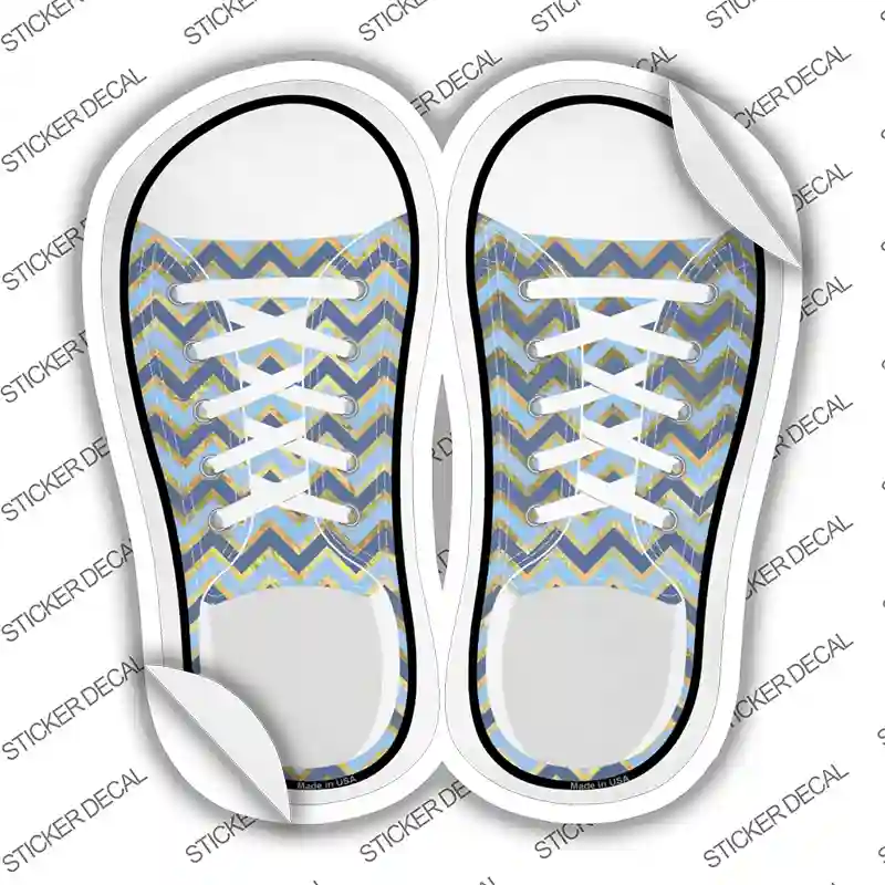Blue|Gold Chevron Novelty Shoe Outlines Sticker Decal Small