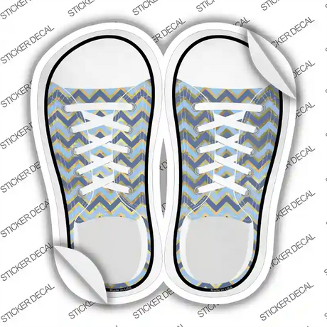 Blue|Gold Chevron Novelty Shoe Outlines Sticker Decal Small