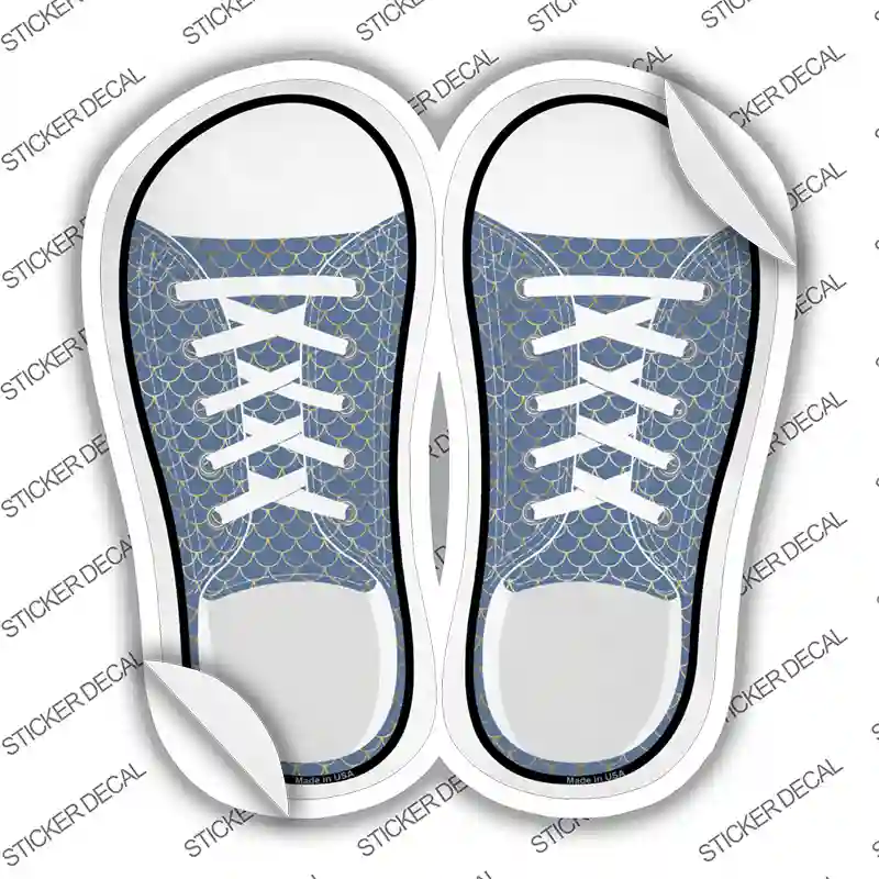 Blue|Gold Scales Novelty Shoe Outlines Sticker Decal Small