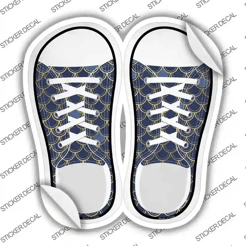 Navy Blue|Gold Scales Novelty Shoe Outlines Sticker Decal Small