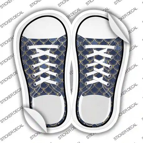 Navy Blue|Gold Scales Novelty Shoe Outlines Sticker Decal Small