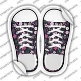 Assorted Flowers Black Pattern Novelty Shoe Outlines Sticker Decal Small