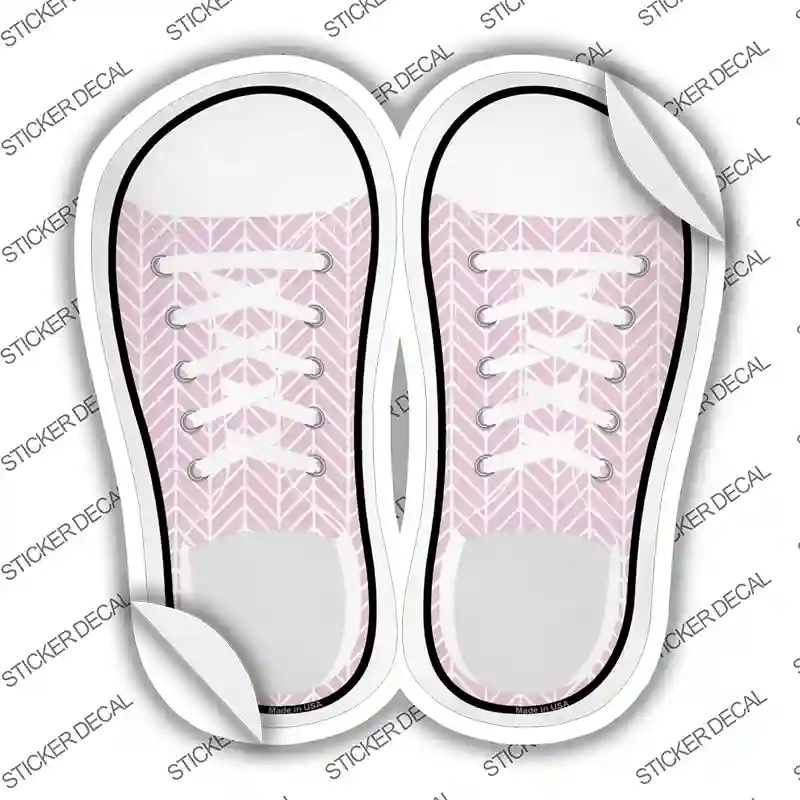 Pink Chevron Pattern Novelty Shoe Outlines Sticker Decal Small