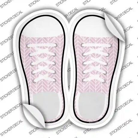 Pink Chevron Pattern Novelty Shoe Outlines Sticker Decal Small