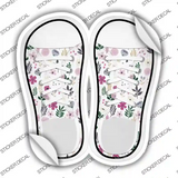 Assorted Flowers White Pattern Novelty Shoe Outlines Sticker Decal Small