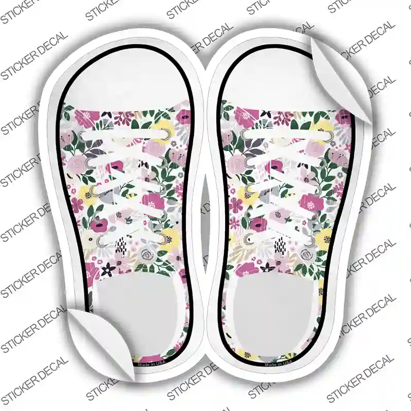 Pink Flowers Novelty Shoe Outlines Sticker Decal Small
