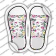 Pink Flowers Novelty Shoe Outlines Sticker Decal Small