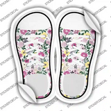 Pink Flowers Novelty Shoe Outlines Sticker Decal Small
