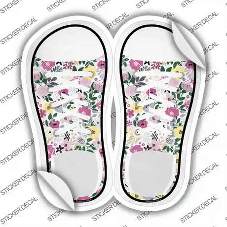 Pink Flowers Novelty Shoe Outlines Sticker Decal Small