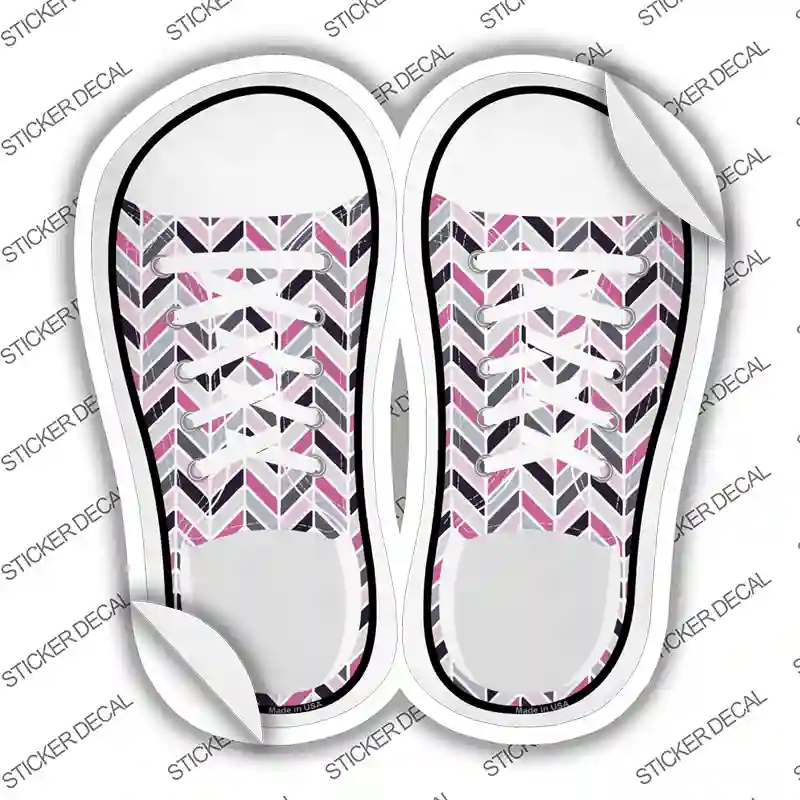 Pink|Black Chevron Pattern Novelty Shoe Outlines Sticker Decal Small