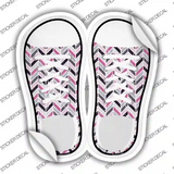 Pink|Black Chevron Pattern Novelty Shoe Outlines Sticker Decal Small
