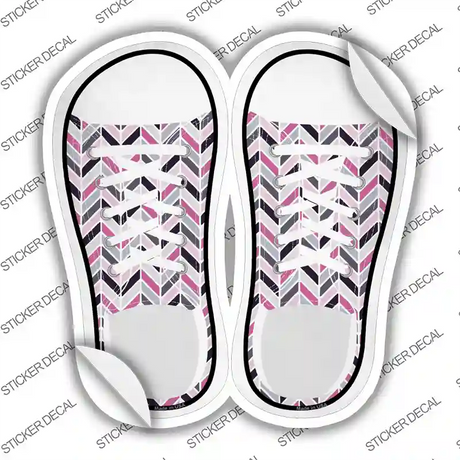 Pink|Black Chevron Pattern Novelty Shoe Outlines Sticker Decal Small