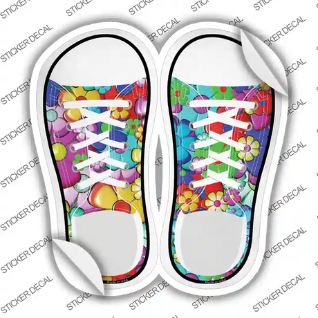 Colorful Flowers Novelty Shoe Outlines Sticker Decal Small