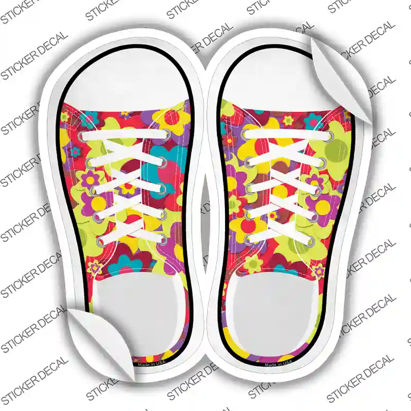 Summer Flowers Novelty Shoe Outlines Sticker Decal Small