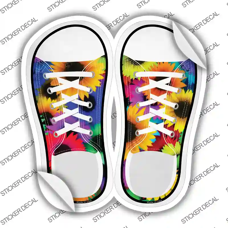 Colored Sunflowers Novelty Shoe Outlines Sticker Decal Large