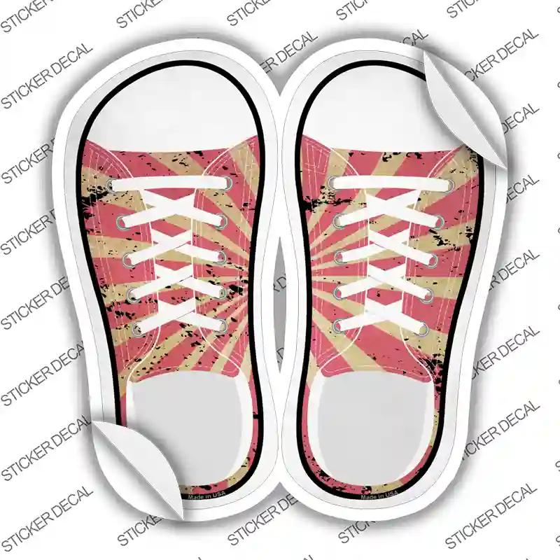 Pink|Tan Sun Rays Novelty Shoe Outlines Sticker Decal Small