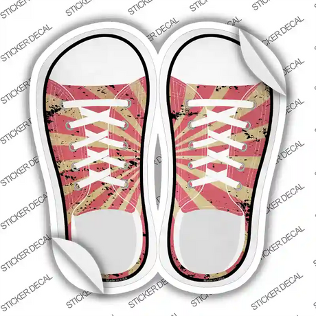 Pink|Tan Sun Rays Novelty Shoe Outlines Sticker Decal Small