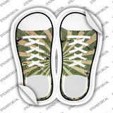 Green|Tan Sun Rays Novelty Shoe Outlines Sticker Decal Small