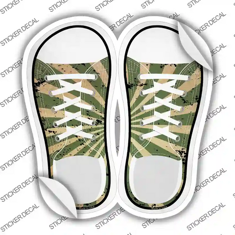 Green|Tan Sun Rays Novelty Shoe Outlines Sticker Decal Small