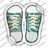 Blue|Tan Sun Rays Novelty Shoe Outlines Sticker Decal Small