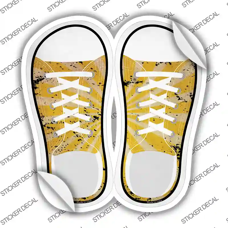 Yellow|Tan Sun Rays Novelty Shoe Outlines Sticker Decal Small