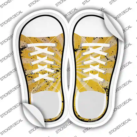 Yellow|Tan Sun Rays Novelty Shoe Outlines Sticker Decal Small