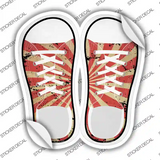 Red|Tan Sun Rays Novelty Shoe Outlines Sticker Decal Small