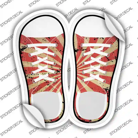 Red|Tan Sun Rays Novelty Shoe Outlines Sticker Decal Small