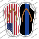 USA|Thin Blue Line Novelty Flip Flops Sticker Decal Small