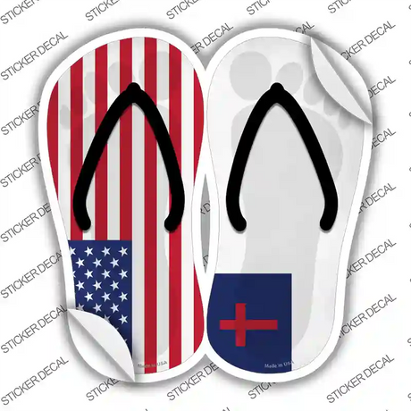 USA|Christian Flag Novelty Flip Flops Sticker Decal Small