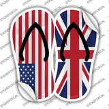 USA|Britain Flag Novelty Flip Flops Sticker Decal Small