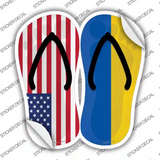 USA|Ukraine Flag Novelty Flip Flops Sticker Decal Small