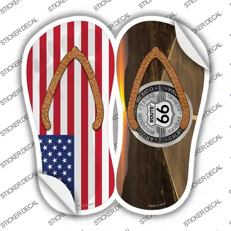 USA|Route 66 Sunset Novelty Flip Flops Sticker Decal Small