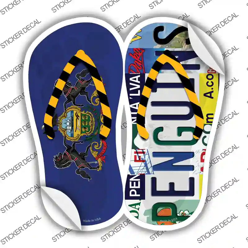 PA Flag|Penguins Strip Art Novelty Flip Flops Sticker Decal Small