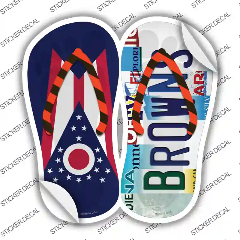 OH Flag|Browns Strip Art Novelty Flip Flops Sticker Decal Small