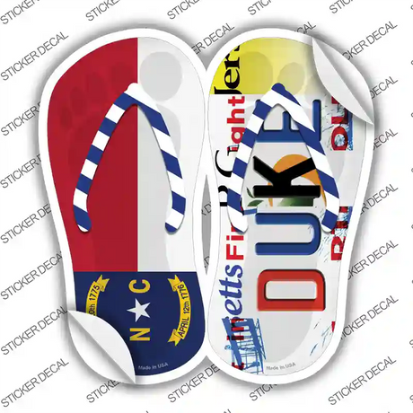 NC Flag|Duke Strip Art Novelty Flip Flops Sticker Decal Small