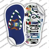 MI Flag|Michigan State Strip Art Novelty Flip Flops Sticker Decal Small